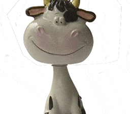 Cow Bobble Head Picture Holder