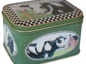 Pasture Scene Cow Tin Box